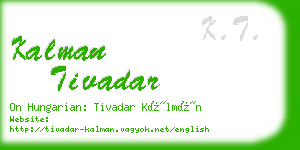 kalman tivadar business card